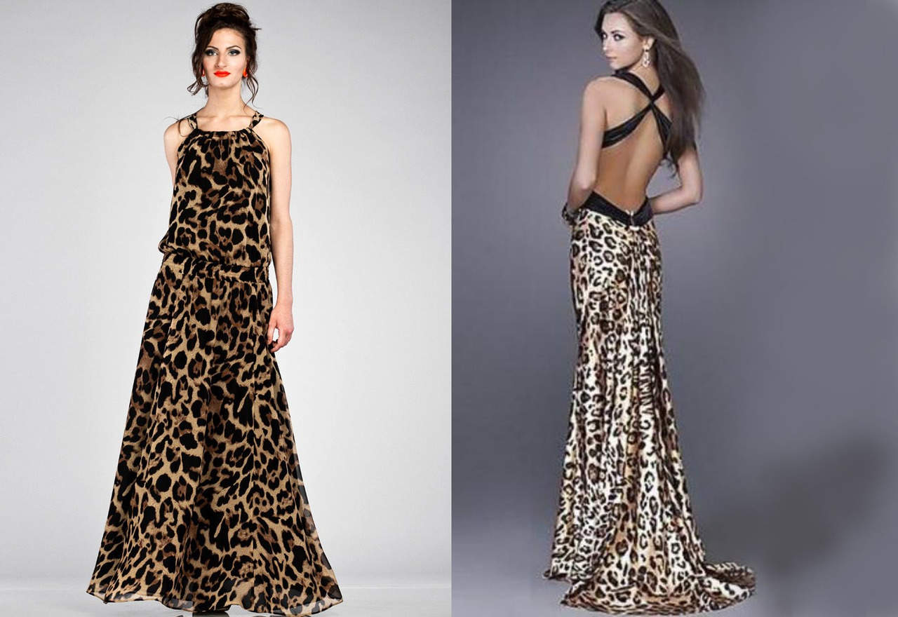 Платье в пол с леопардовым принтом Платье в пол с леопардовым принтом